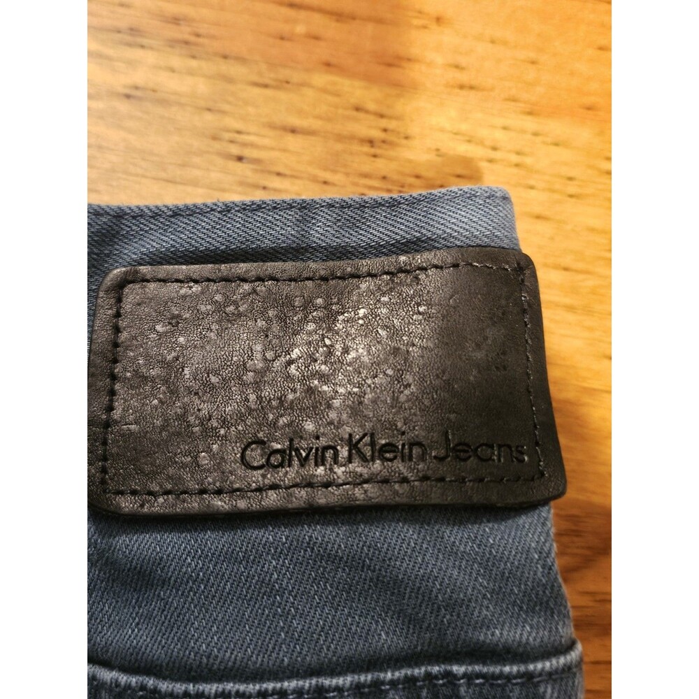 Calvin Klein Jeans Mens Straight Leg Mid Rise 36X32 Teal 5 Pocket - Picture 8 of 11